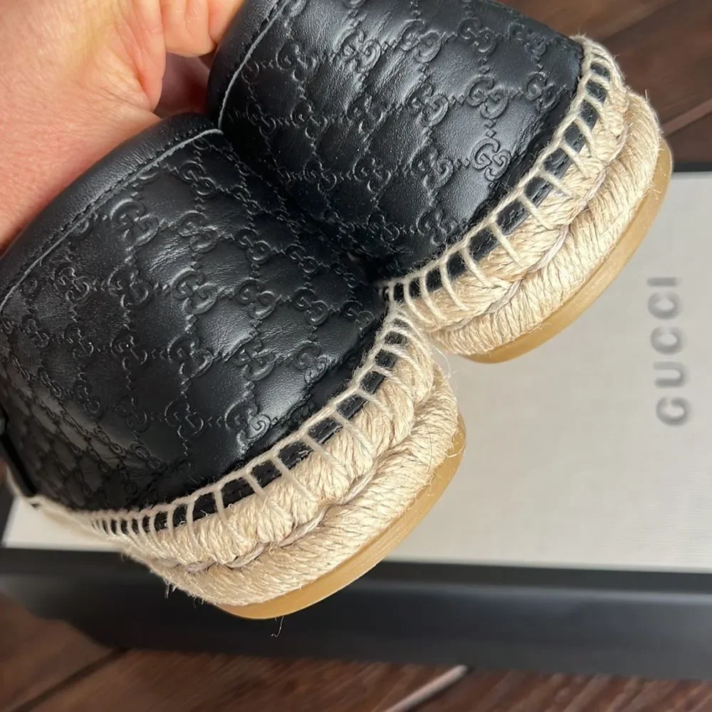 Gucci Black Leather Espadrilles